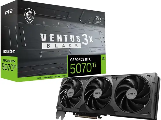 Видеокарта MSI RTX 5070 Ti 16GB GDDR7 Ventus 3X OC Black, Душанбе