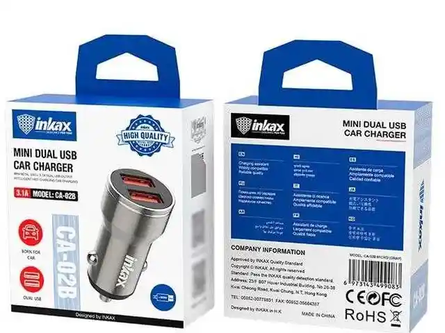 Автомобильное зарядное устройство Inkax CA-02B 2 USB 3.1A, Душанбе