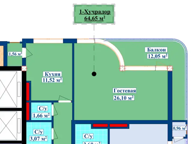 1-комн. квартира, 12 этаж, 65 м², Шохмансур, Душанбе