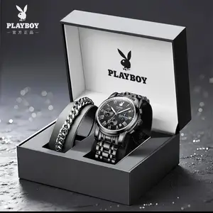 Мужские наручные часы Playboy в подарочном наборе с браслетом на заказ, Хуҷанд