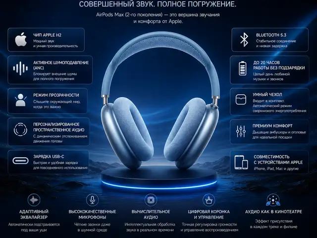 Наушники Apple AirPods Max, 2-го поколения, Wireless Over-Ear USB-C Blue, Душанбе