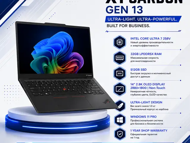Ноутбук Lenovo ThinkPad X1 Carbon Gen 13 Ultra 7 32ГБ 512ГБ OLED Win11 Pro, Душанбе