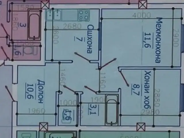 2-комн. квартира, 6 этаж, 44 м², повороти ленинград, Рӯдакӣ