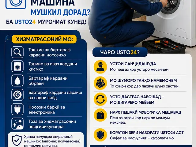 Услуги по ремонту стиральных машин, Душанбе