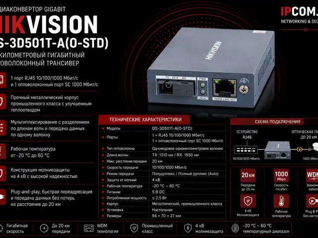 Медиаконвертор Hikvision 20км DS-3D01T-A B O-STD, Хуҷанд