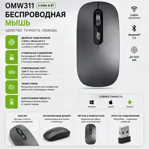 Мышь беспроводная Acer OMW311 2.4GHz .BT, Худжанд