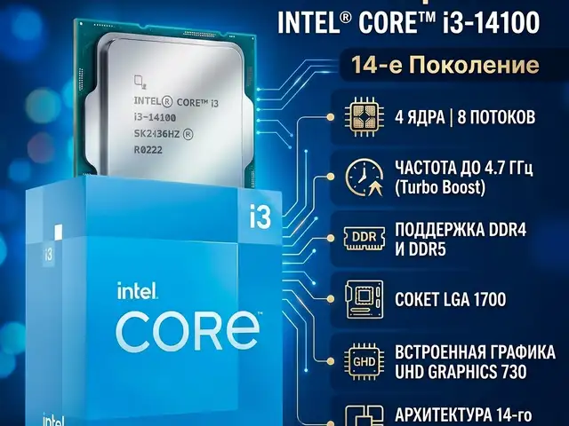 Процессор Intel Core i3-14100, Душанбе