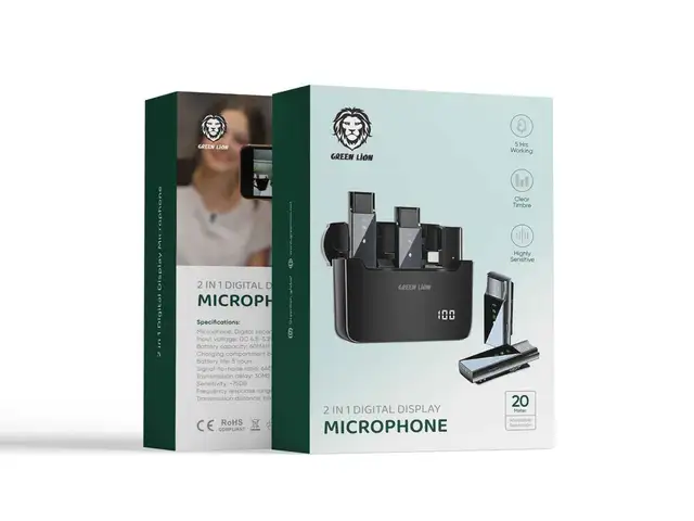 Беспроводной микрофон Green Lion 2 IN 1 Microphone Digital Display черный, Душанбе