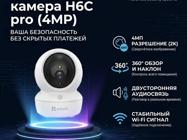 Умная домашняя камера с панорамированием и наклоном CS-H6C pro 4MP, Худжанд