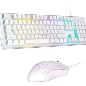 Проводная мембранная клавиатура Magegee k1/ Клавиатура + мышь / Белая / RGB, Душанбе