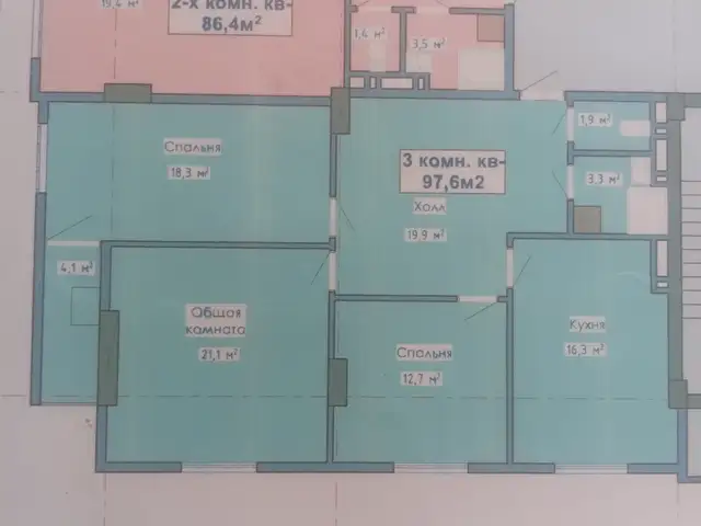 3-комн. квартира, 15 этаж, 98 м², на против гостиницы Фируз, Бобоҷон Ғафуров