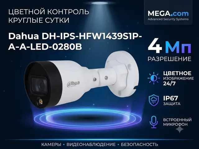 Камера наружная IP Dahua DH-IPS-HFW1439S1P-A-LED-0280B, Худжанд