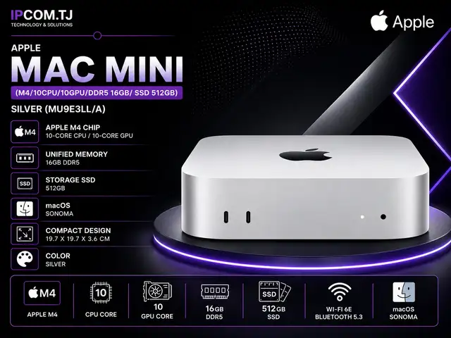 Apple Mac mini M4/10CPU/10GPU/DDR5 16GB/ SSD 512GB Silver MU9E3LL/A, Хуҷанд