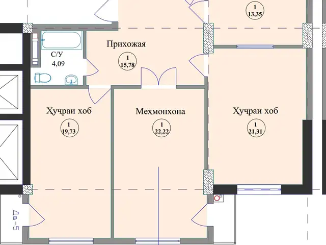 3-комн. квартира, 10 этаж, 98 м², Садбарг,Чулочка, Душанбе