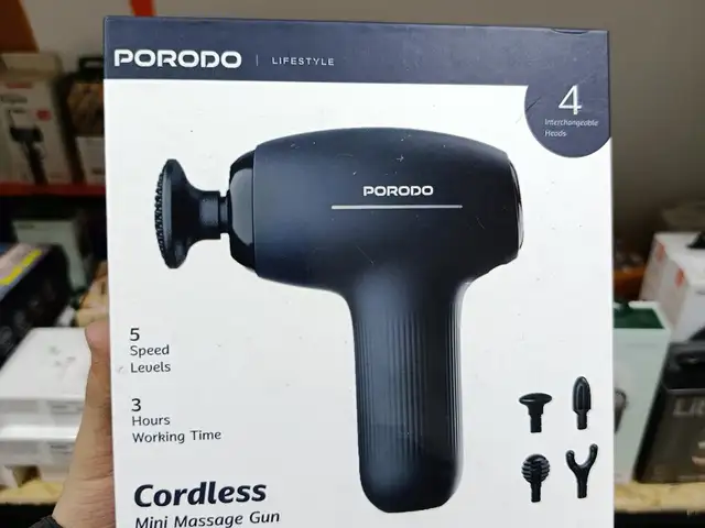 Мини массажер Porodo Lifestyle Cordless Mini Massage Gun, черный, Душанбе