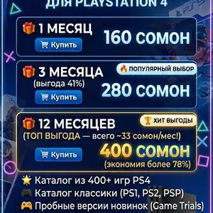 Подписка PS Plus Deluxe для PS4 Формат П3, Душанбе