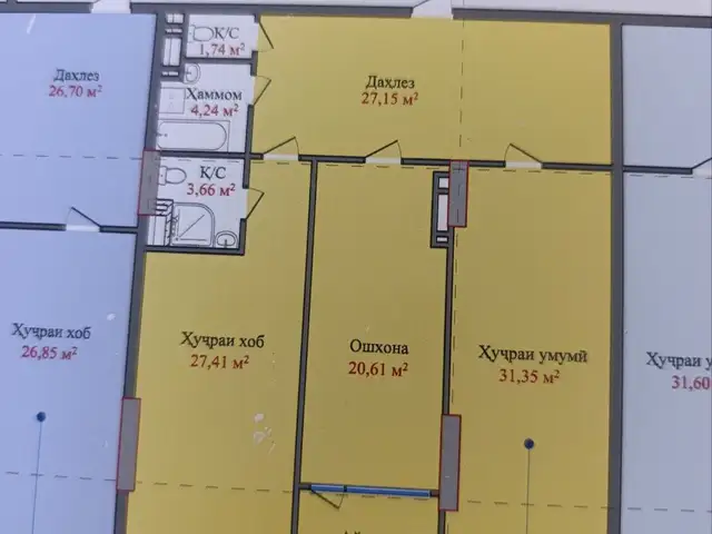 2-комн. квартира, 5 этаж, 121 м², И.Сомони Crown zamon, Душанбе