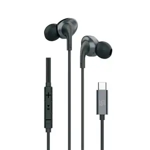 Проводные наушники Porodo Soundtec Metal Earphones 14mm Type C черный, Душанбе
