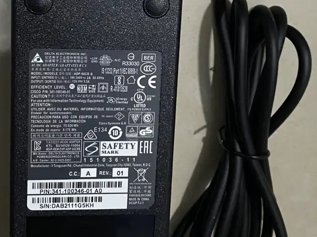 Зарядное для Cisco 12V 5.5A 60 Вт 4-пин DELTA, Душанбе