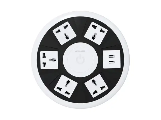 Розетка Green Lion 7 в 1 Power Socket 5AC Universal Outlet + 2USB белый, Душанбе