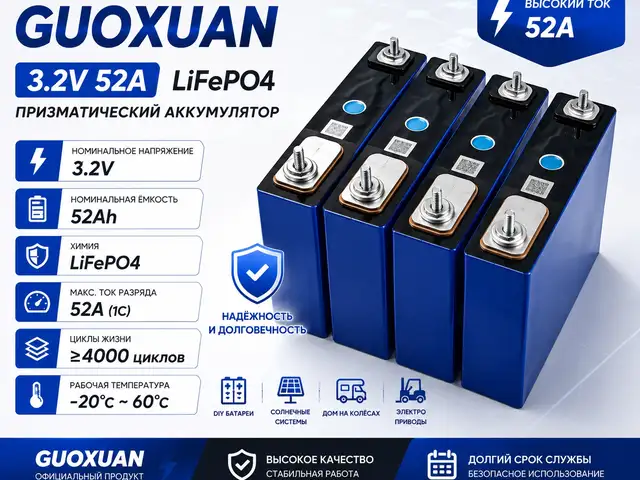 Батарея 3.2v 52A lifepo4, Хуҷанд