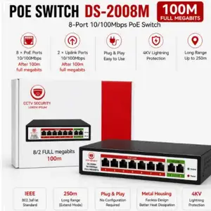 DS-2008M Poe switch Smart 8/2 100мегабит, Душанбе