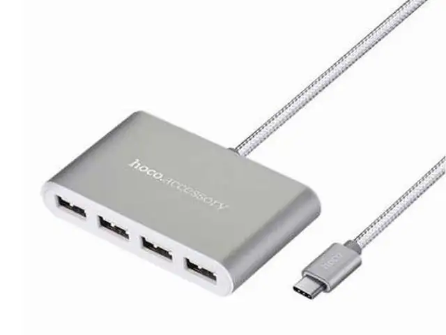 Кабель USB Hoco HB3 Type C to 4USB Silver, Душанбе