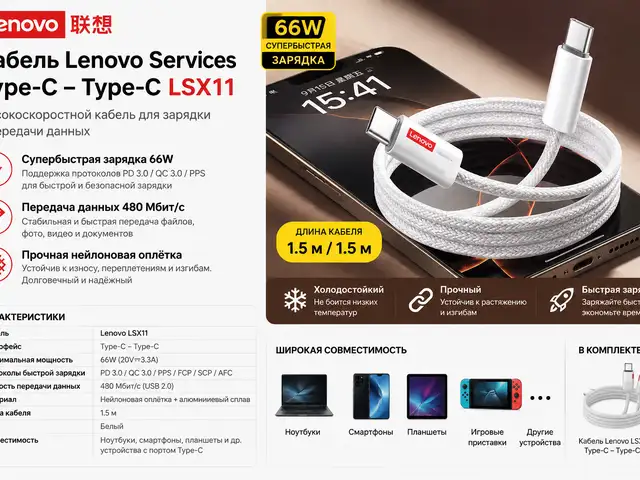 Кабель Lenovo Services Type.C .Type.C LSX11м, Худжанд