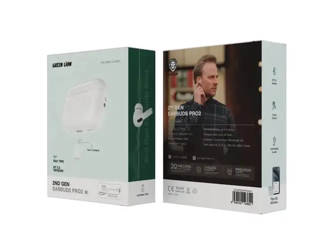 Наушники Green Lion 2nd Gen Earbuds Pro 2 - White, Душанбе