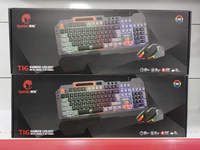 Проводная игровая клавиатура и мышка с RGB подсветкой Raiku T16, Душанбе