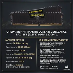 Оперативная память CORSAIR DDR4 - 16GB 3200 ноутбук, Душанбе