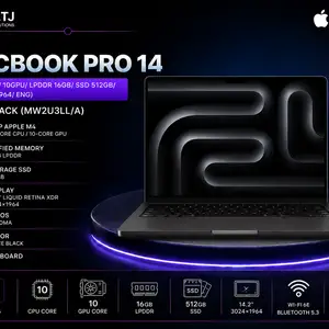 Ноутбук Apple MacBook Pro 14 M4/ 10CPU/ 10GPU/ LPDDR 16GB/ SSD 512GB/ 14.2, Хуҷанд
