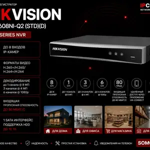 Видеорегистратор IP Hikvision DS-7608NI-Q2 STD D, Худжанд