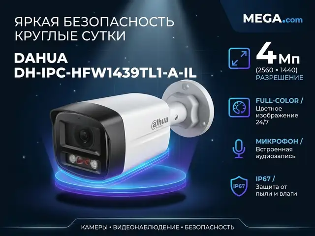 Камера наружная IP Dahua DH-IPC-HFW1439TL1-A-IL, Худжанд