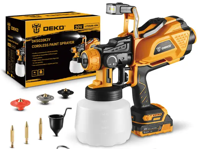 Краскопульт аккумуляторный 20V DEKO DKSG20K3Y-S1 с фонариком 1200мл, Душанбе