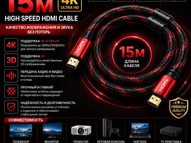 Кабель HDMI 15м, Хуҷанд
