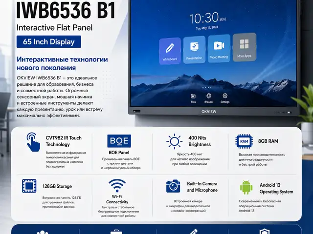 Интерактивная панель OKVIEW IWB6536 B1 65, 4K Android 13, Душанбе