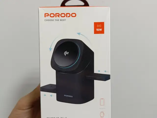 Зарядная станция Porodo 3-in-1 Auto Rotation Wireless Charger, Душанбе