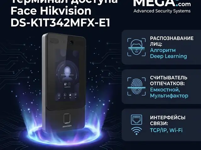 Терминал доступа Face Hikvision DS-K1T342MFX-E1, Худжанд
