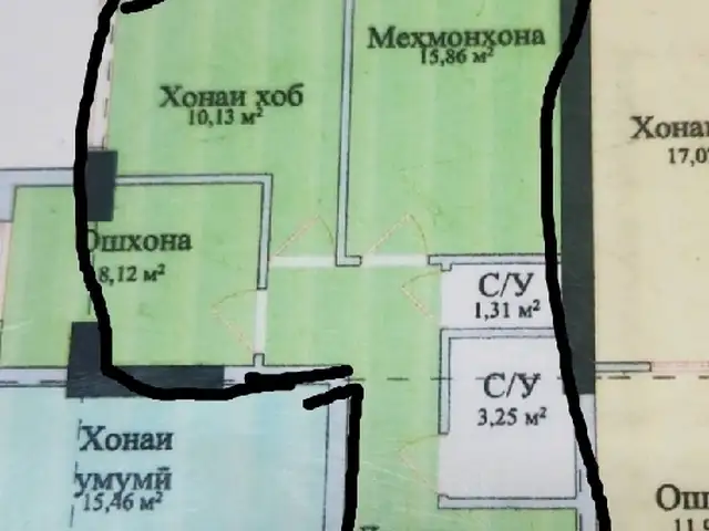 2-комн. квартира, 6 этаж, 51 м², повороти ленинград, Рӯдакӣ