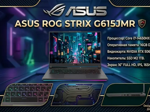 Ноутбук Asus Rog strix/intel core i7-14th/ ram 16gb DDR5 4800MHz/RTX 5060 8gb/SS, Душанбе