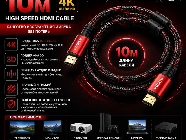 Кабель HDMI 10м, Хуҷанд