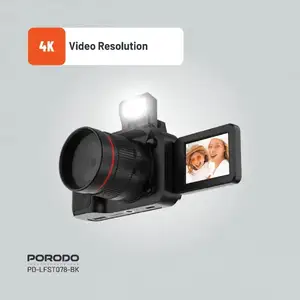 Цифровая камера Porodo Lifestyle Digital Camera 16X Zoom | Flip Flash чёрный, Душанбе