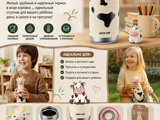 Детский термос Green Lion Juniors Vacuum Tumbler, Душанбе