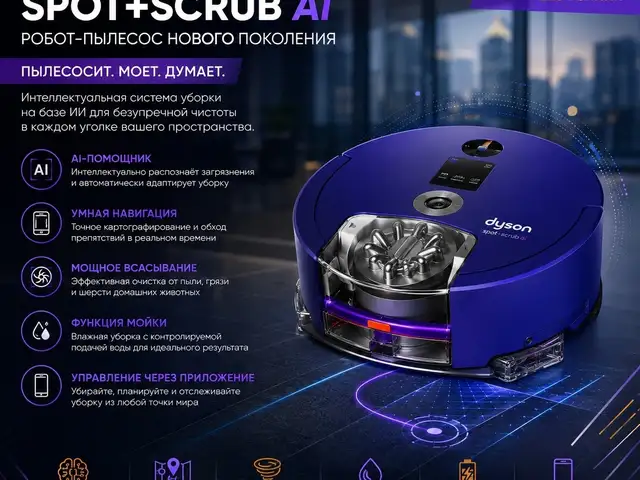 Робот пылесос Dyson Spot+Scrub AI, Душанбе