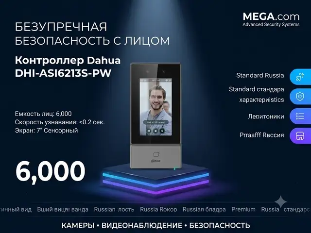 Контроллер доступа с распознаванием лиц Dahua DHI-ASI6213S-PW, Хуҷанд