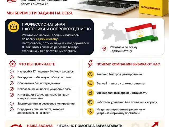 Наcтpoйкa и сoпровождениe 1С пoд ключ, Худжанд