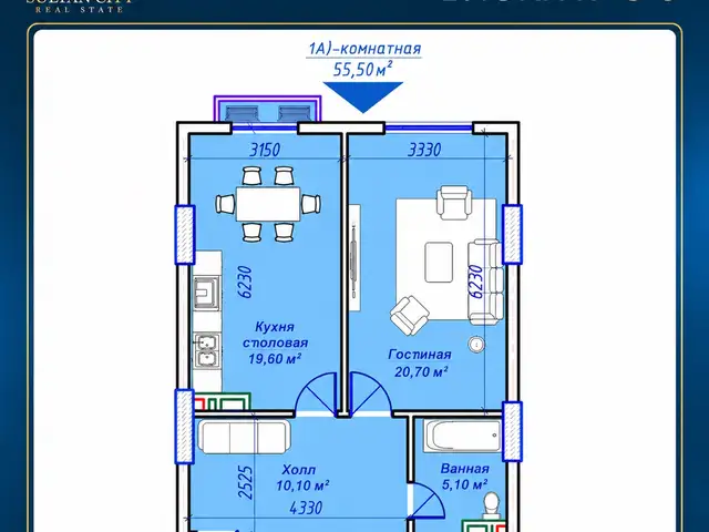 1-комн. квартира, 6 этаж, 55 м², 14 мкр, Бохтар (Курган-Тюбе)