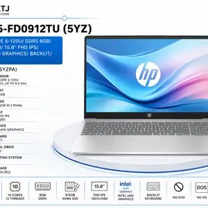 Ноутбук HP 15-fd0912tu 5YZ Intel Core 5-120U/ DDR5 8GB/ SSD 512GB/ 15.6 FHD IPS, Худжанд