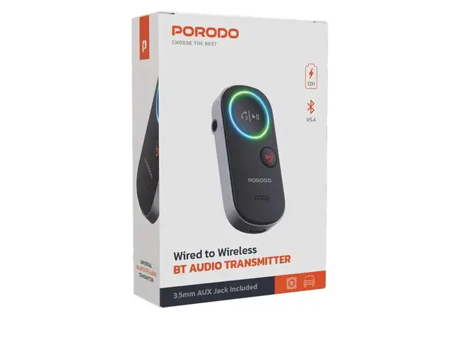 Адаптер Bluetooth Porodo Wired to Wireless BT Audio Transmitter черный, Душанбе